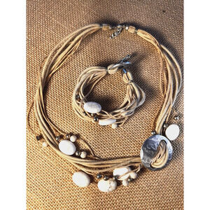 Wendell August Forge Metal & Stone Handmade Vintage Necklace & Bracelet Set